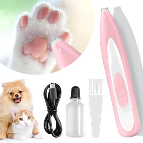 Rosa Katzen-/Hundeschermaschine mit LED-Licht, leise, per USB wiederaufladbar, für Pfoten, Ohren und Hinterteil
