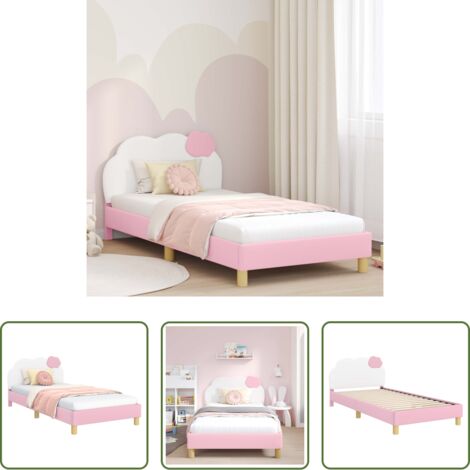 Rosa -  Kinderbettgestell mit Kopfteil mit Kopfteil Rosa 80 x 200 cm PU