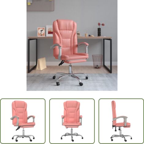 Rosa Kunstleder -  Bürostuhl mit Liegefunktion Rosa Kunstleder