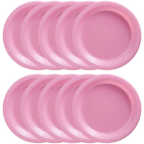 Rosa Kunststoffteller, 25 cm - JINFGERNE - 20er-Pack, leicht und praktisch für den täglichen Gebrauch und Partys