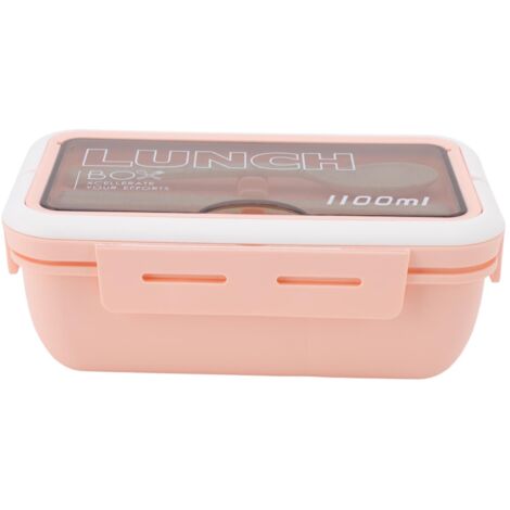 Rosa Lunchbox mit 2 Fächern (1100 ml) und Besteck für Büro oder Schule – Hübsche Bento-Box für Erwachsene