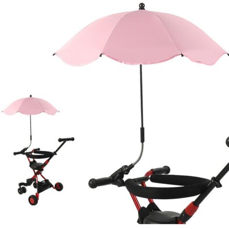 (Rosa) Ombrellone pieghevole portatile, ombrellone con morsetto universale, ombrellone regolabile SPF 50+ per passeggini, sedie da spiaggia, sedie a rotelle
