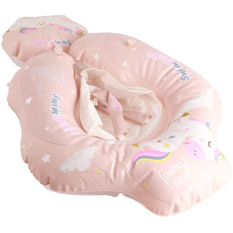 Rosa Pferde-Babypool-Schwimmhilfe mit Sonnenschutz - Aufblasbare Kinderschwimmhilfe (Innendurchmesser 15 cm/6 Zoll)