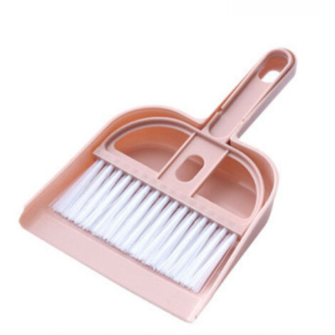 (Rosa) Piccola scopa e paletta per la casa. Mini palette con set di spazzole.