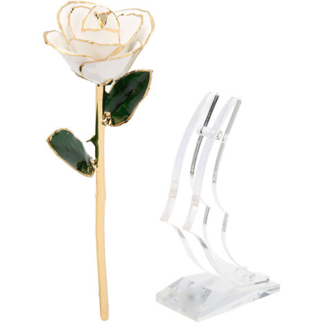 Rosa placcata oro 24 carati con decorazione floreale immersa nel supporto per San Valentino e anniversario