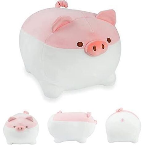 Rosa Schweinchen-Plüschkissen (40 cm), großes Kuscheltier, warmes, niedliches und bequemes Kawaii-Hockerkissen – kreative Dekoration