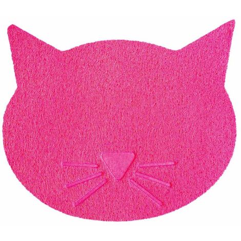 Rosa - Tappetino sottociotola o scendi lettiera in pvc impermeabile a forma di gatto