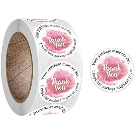 Rosa-weiße Dankeschön-Aufkleberrolle, 1 Zoll, 500 Stück in einer Packung
