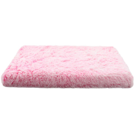 Rosa-weißes quadratisches Plüschkissen für Hunde und Katzen, 40 x 30 x 5 cm, weich und flauschig, ideal für tiefen Schlaf, 1 Stück