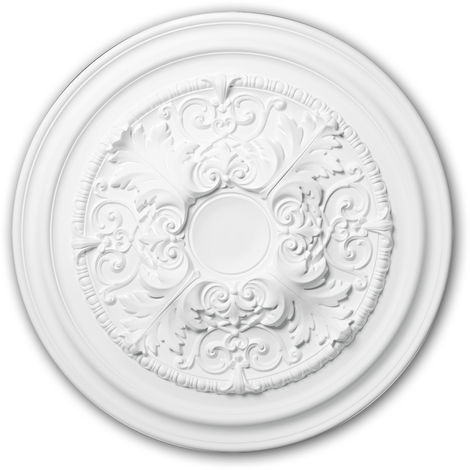 PROFHOME DECOR 156001 Profhome Élement pour plafond Élement décorative style Néo-Classicisme blanc Ø 69,5 cm