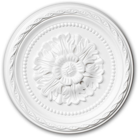 PROFHOME DECOR 156009 Profhome Élement pour plafond Élement décorative style Néo-Renaissance blanc Ø 29,3 cm