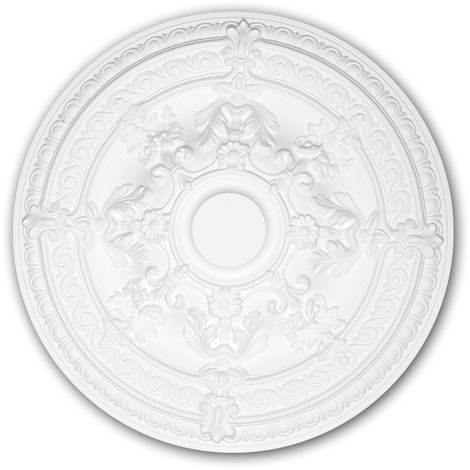 PROFHOME DECOR 156030 Profhome Élement décorative Élement pour plafond style Rococo-Baroque blanc Ø 39,5 cm - blanc