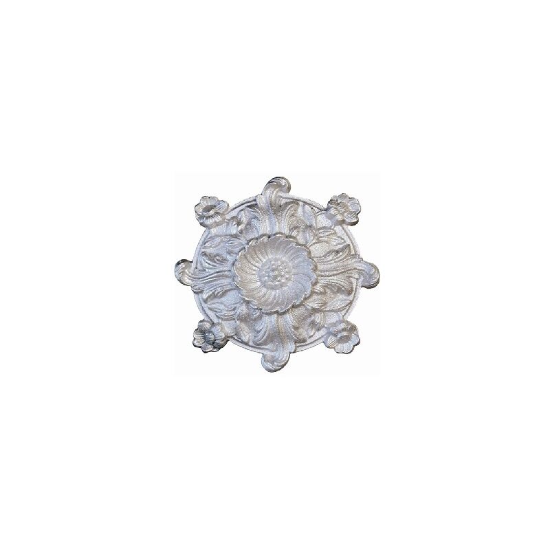 Rosace avec détail floral en fonte zinguée - Diamètre 170mm - à visser avec taraudage M5 (4,2mm) Deco Fer Forge
