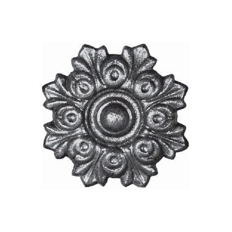 Rosace avec détail floral en fonte - Diamètre 100mm - À visser avec taraudage M5 (4,2mm) - DECO FER FORGE