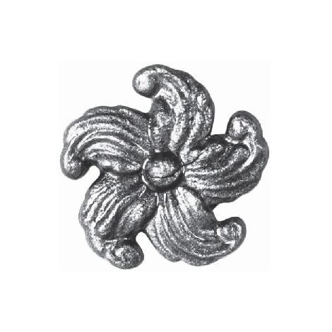 Rosace avec motif floral estampé - Diamètre 68mm épaisseur 10mm - Fer forgé - À souder - DECO FER FORGE