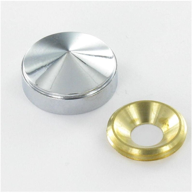Rosace conique ou cache vis (1 rosace et 1 cuvette de vis) Laiton chrome Diamètre 20 Pour Vis M6-30 pièces