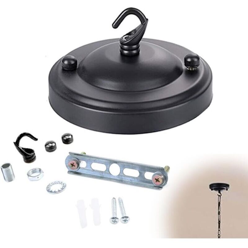 Rosace de Plafond Métal Noir Auvent de Plafond Rosace Plafond Luminaire Plafond Avec Accessoire pour Suspension Plaque de Plafond Vintage,Plantes