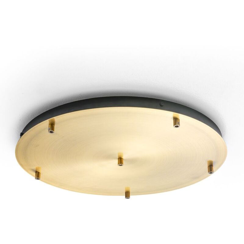 Rosace plafond ronde laiton IP20 Alice – base pour suspension moderne, 6 trous, connexion centrale, installation facile