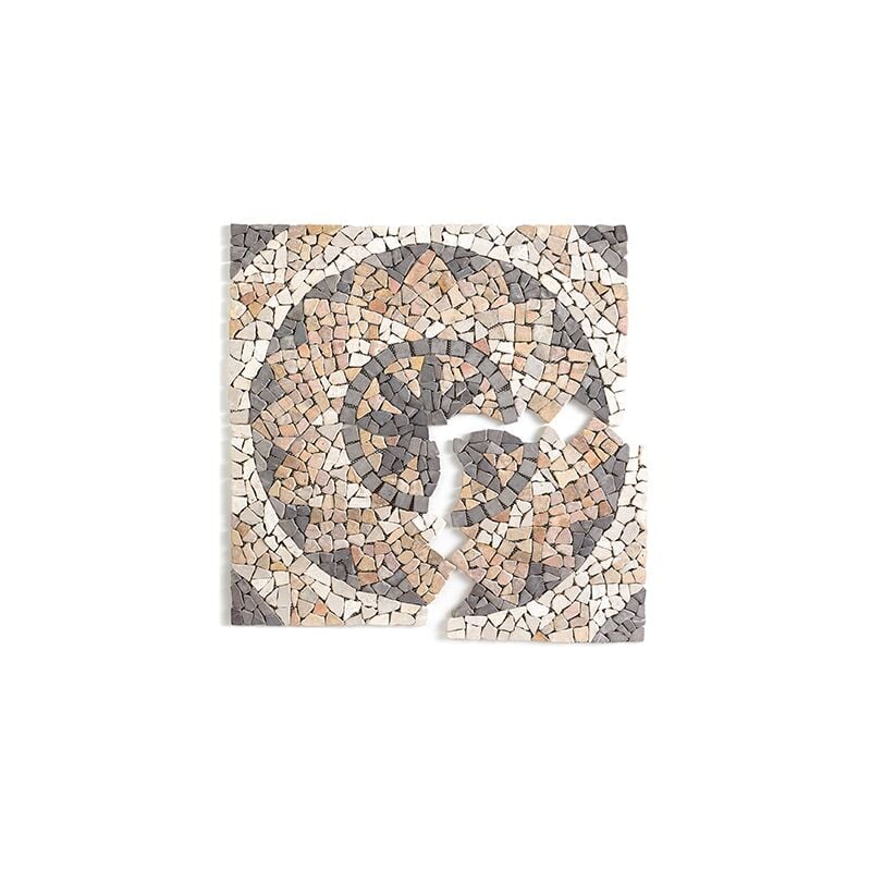 Rosace de plafond (Boite de 1m²) en marbre et travertin multicolore - 80 x 80 cm Pegane