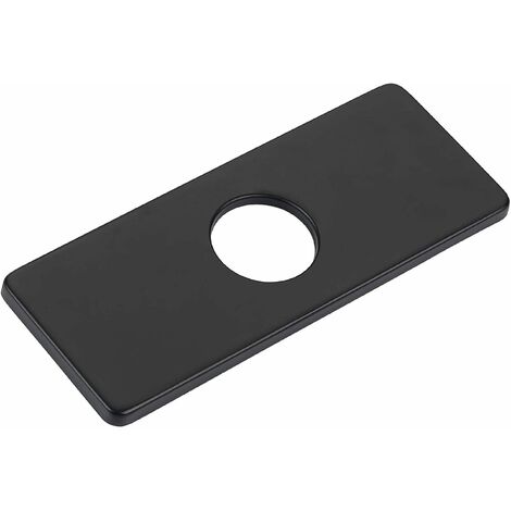 Rosace de robinet rectangulaire pour robinet de lavabo de salle de bain avec trou en acier inoxydable de 4 po (noir, mat)