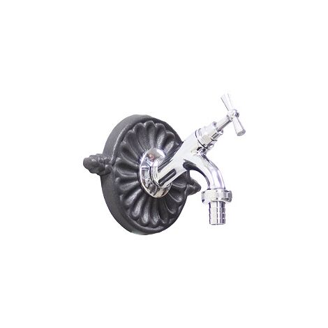 Rosace en aluminium pour fontaines, bacs de jardin, petit robinet modèle Liberty avec robinet en laiton, finition au choix :chromé