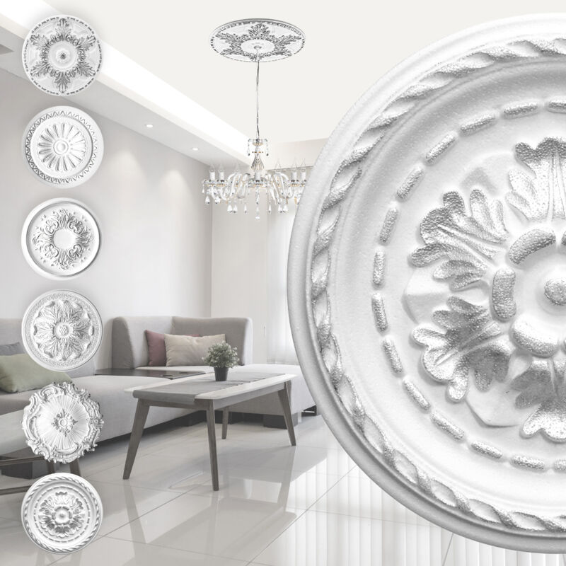 Rosace en polystyrène - décor intérieur, stuc plafond et mur eps - argent: R-06 - ø 30cm