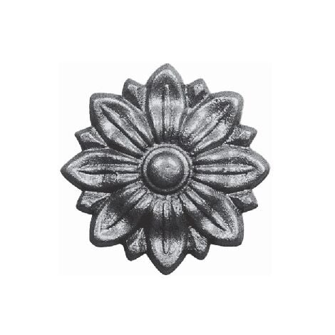 Rosace fleur en fonte - Diamètre 85mm - Fer forgé à visser avec taraudage M5 (4,2mm) - DECO FER FORGE
