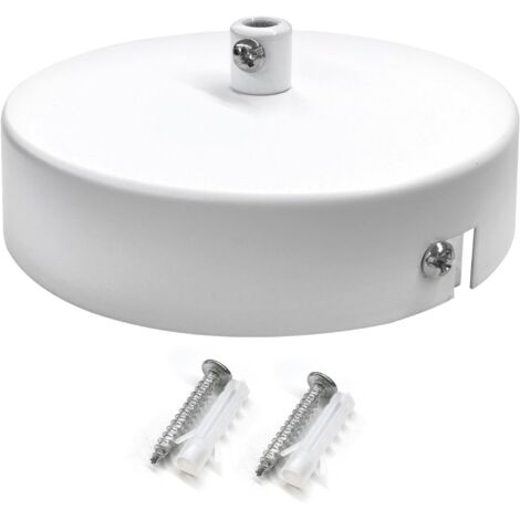Rosace Plafond - 1 Pièce - Métal Et Plastique - Cache Câble Pour Lustre - Salon Cuisine Couloir - Blanc 100x25mm