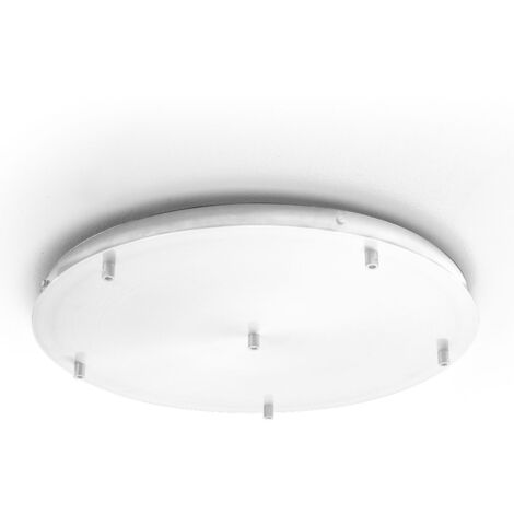 Rosace plafond ronde blanche IP20 Alice – base pour suspension moderne, 6 trous, connexion centrale, installation facile