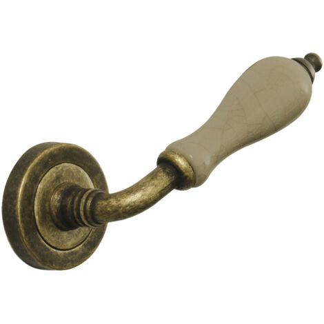 Rosace pour porte ronde 52mm – Finition bronze vieilli et beige craquelé – Zamak et porcelaine – Utilisation légère – Mengual