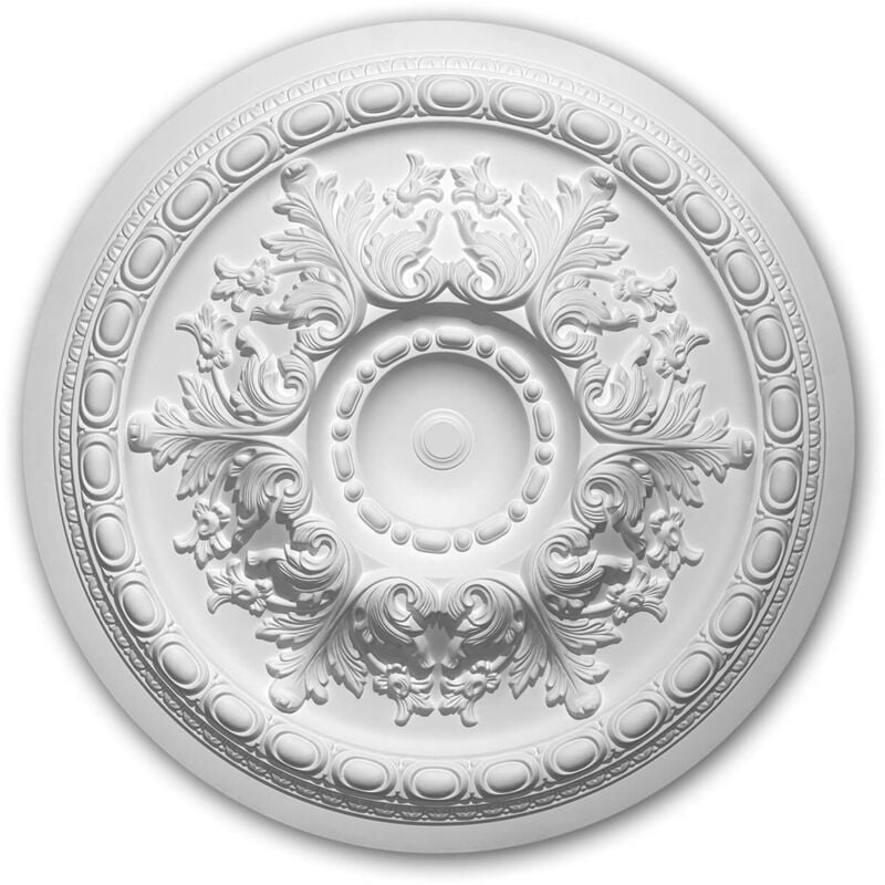 Rosace Profhome 156054 Médaillon Élément décoratif style Rococo-Baroque blanc ø 70,6 cm