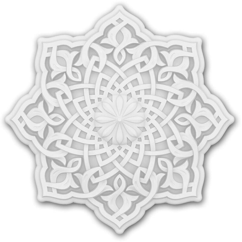 Rosace Profhome 156501 Médaillon Élément décoratif Motifs décoratifs d'architecture musulmane style marocain oriental blanc ø 31,9 cm