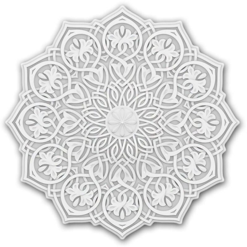 Rosace Profhome 156502 Médaillon Élément décoratif Élement pour plafond style marocain Motifs géométriques islamiques Orient blanc ø 59,6 cm