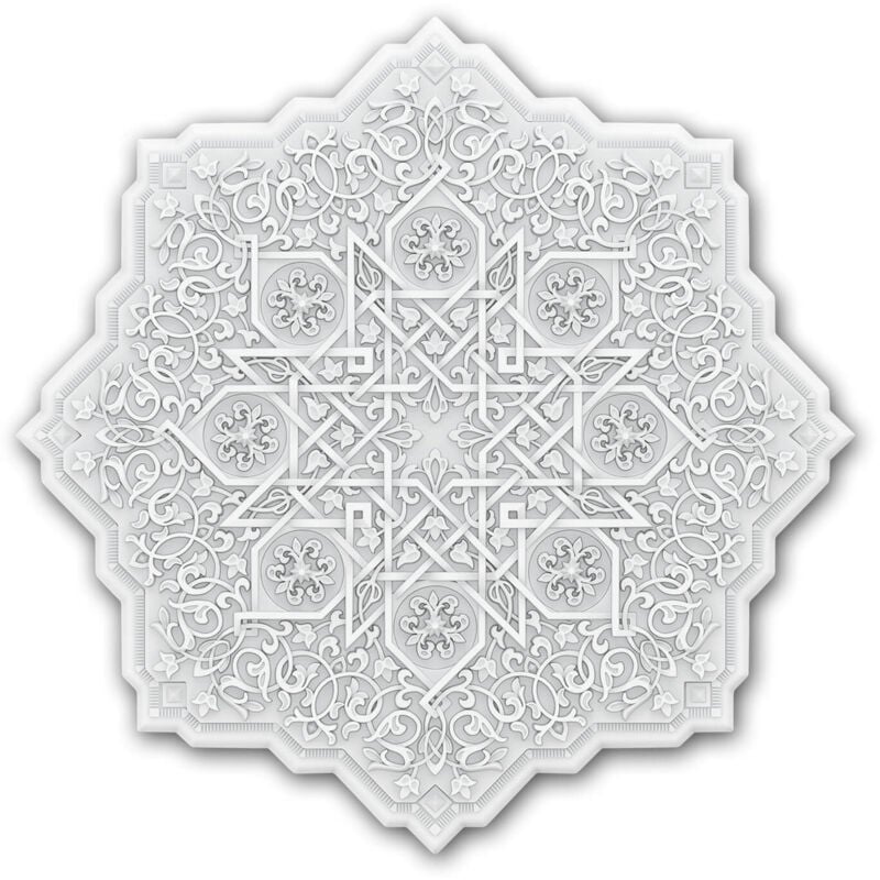 Rosace Profhome 156503 Médaillon Élément décoratif Élement pour plafond style marocain Motifs géométriques islamiques Orient blanc ø 91,2 cm