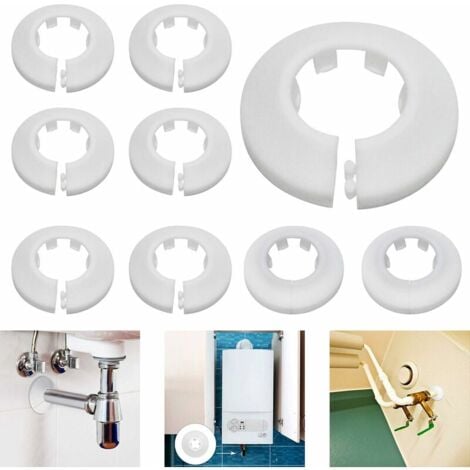 Rosace Radiateur Cache Tuyau pour Radiateur Chauffage Plomberie Couvercle de Trou Mural Sol 16 mm / 20 mm / 25 mm 24Pcs(Blanc)
