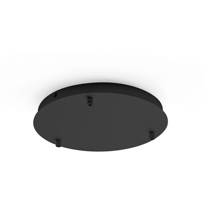 Rosace ronde en métal Alice noire IP20 pour suspensions - Base de plafond moderne, connexion 3 trous, installation facile