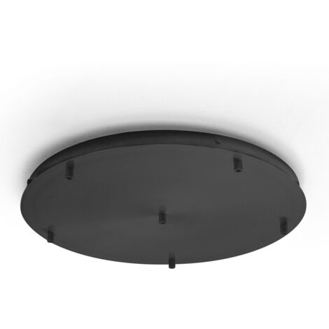 Rosace ronde en métal Alice noire IP20 pour suspensions - Base de plafond moderne, connexion 6 trous, installation facile