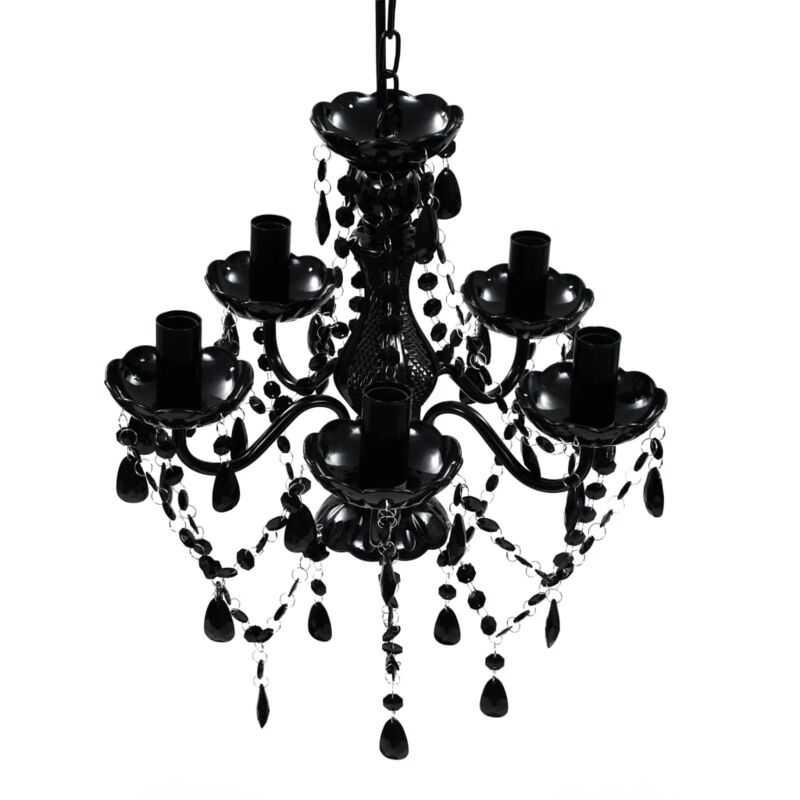 

vidaXL Lámpara de Araña de Cristal 5 Bombillas Negra - Negro