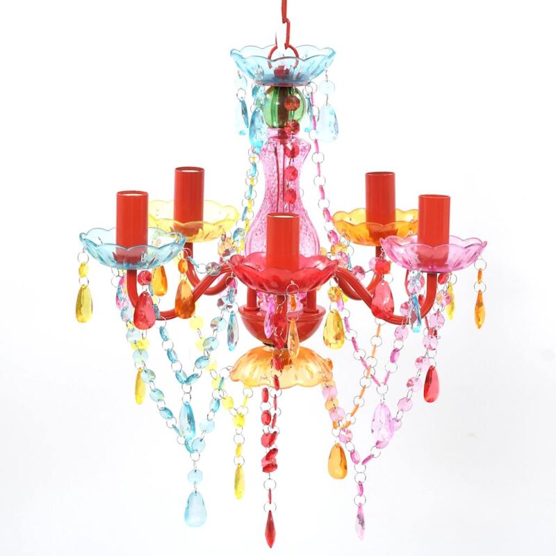 

vidaXL Lámpara de Araña de Cristal 5 Bombillas Varios Colores - Multicolor