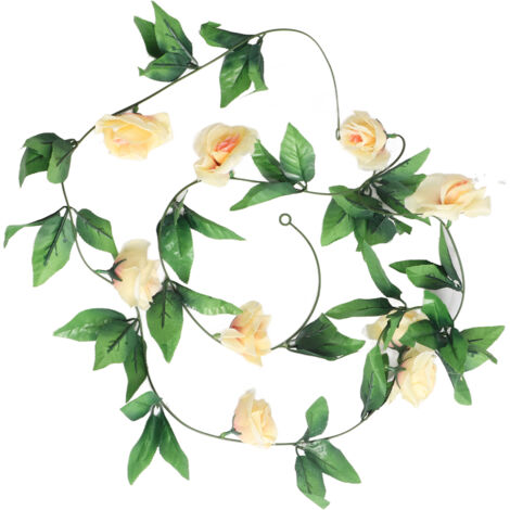 Rosal artificial de 2,4 m, guirnalda de hiedra hecha de rosas artificiales, seda y plástico para decoración de bodas, color champán, pared, puerta, mecedoras.