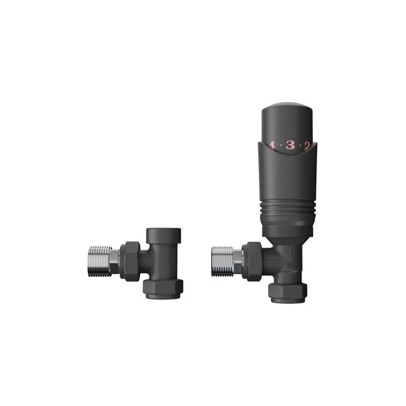 Rosani Classic ensemble de raccords de radiateur universel à angle droit - noir mat