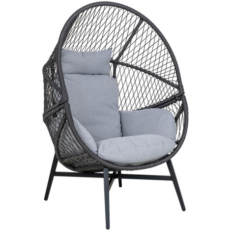Rosario chaise longue avec coussin extérieur noir.