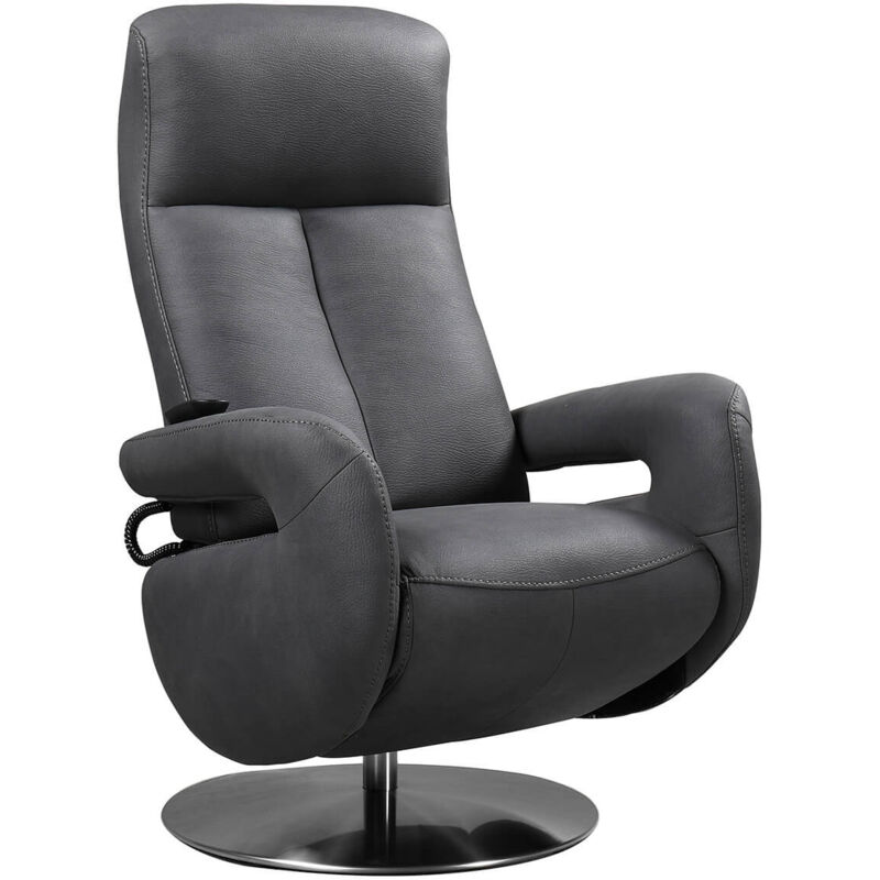 Altobuy - rosario - Fauteuil Relax Electrique Cuir Gris Foncé