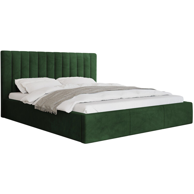 Bestmobilier - Rosario - lit coffre - 140x200 - sommier inclus - en velours - vert
