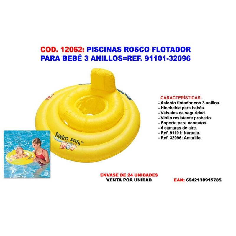 Ac-Deco - Bestway Rosco Flotador Para Piscina Para Bebés 3 Anillos Serie 'Swim Safe