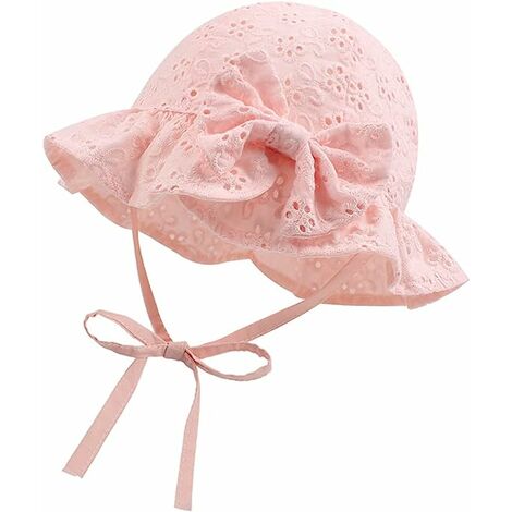 Rose - 1pc dentelle noeud été chapeau bébé fille coton parasol nouveau-né chapeau bébé