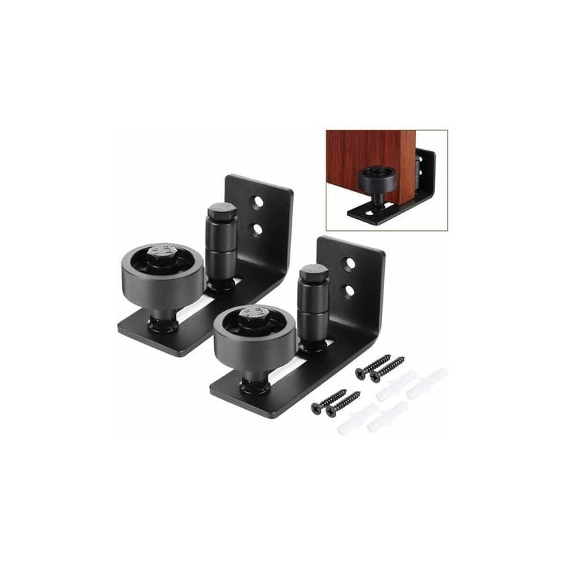 Rose - 2 Pièces Multifonctionnel Guide de Plancher Bas de Porte de Grange Rouleau Réglable Guide au Sol pour Portes Coulissantes