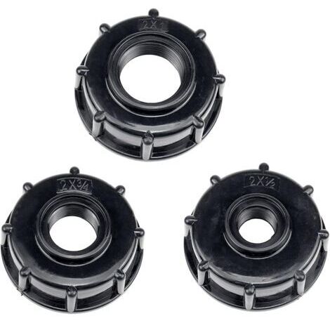 Rose 3-teilig: IBC-Ablaufadapter aus Kunststoff für die Wasserlagerung, IBC-Behälterdeckeladapter mit S60×6-Gewinde, IBC-Adapter und Gewindeanschlüsse mit Grobgewinde, 1/2", 3/4" und 1" Absperrventile