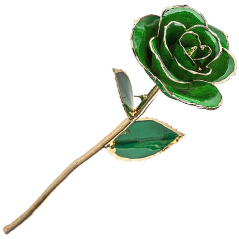 Rose Artificielle Dorée 24K avec Support Décoratif Artisanal et Feuilles