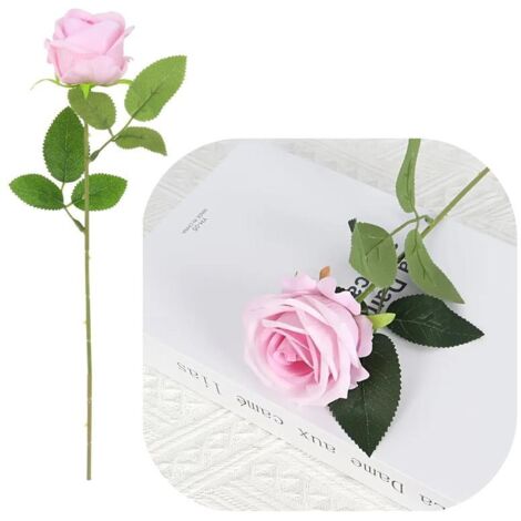 Rose artificielle en velours, branche unique, décoration pour vase de 50 cm - Rose